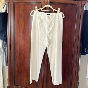 Maeve by Anthropologie The Colette Linen Blend Cream Wide Leg Pants size 29/8